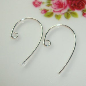 Sterling Silver Bass Clef Ear Wire, Simple Ear Wire,Bulk 20 pcs 20x12mm 20 gauge EW-0025 image 3