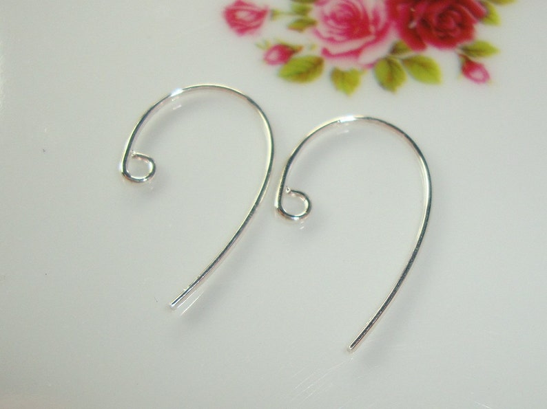 Sterling Silver Bass Clef Ear Wire, Simple Ear Wire,Bulk 20 pcs 20x12mm 20 gauge EW-0025 image 3