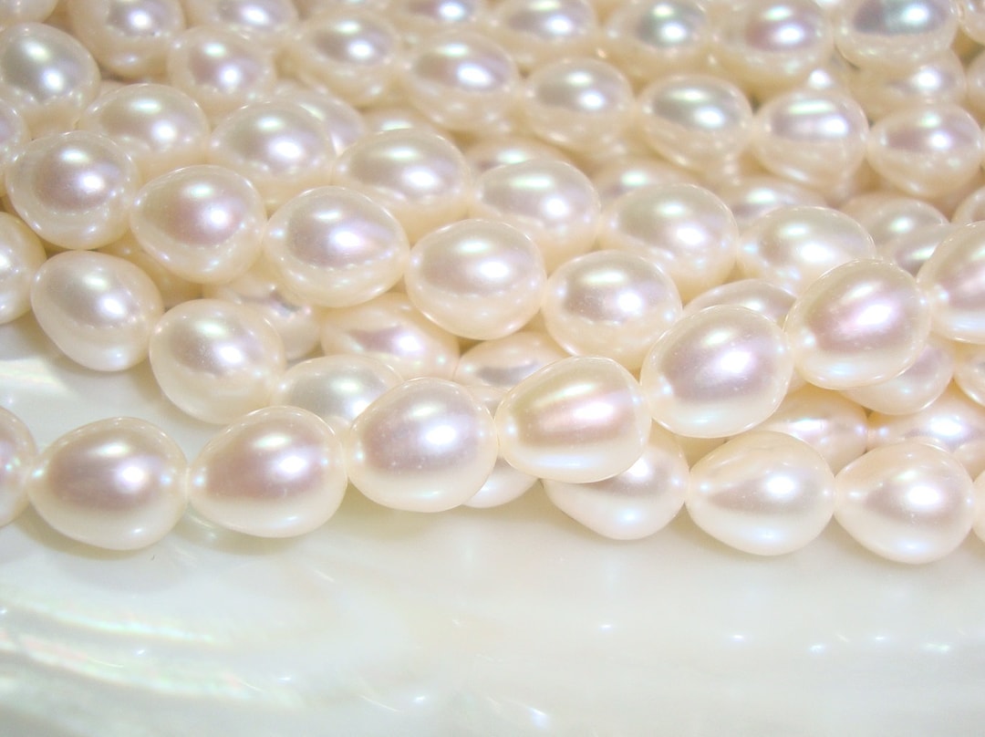 Full Strand, 5-6x4-5mm, Fresh Water Pearl, Natural Rice and Drop Pearls ...