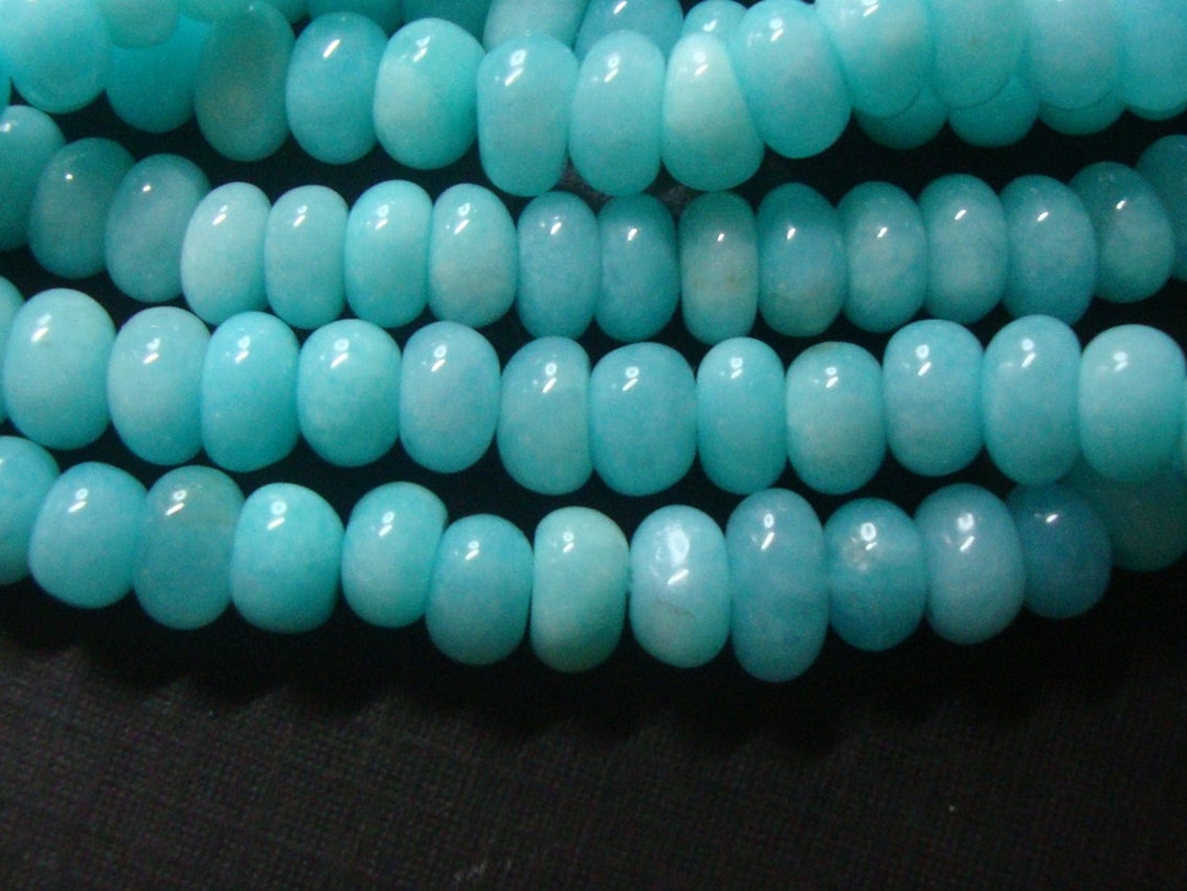 8 Inch Strand, 7x4mm, Beautiful Peru Amazonite Azure Blue Smooth ...