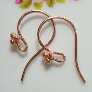 Handmade 18K Rose Gold Vermeil over Sterling Silver 4 Ball top French Hook Ear wire, Earrings,1 pair, 21x10mm, 20 gauge wire - EW-0002