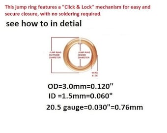 25 pcs, 3mm, 20.5ga gauge, 14k ROSE GOLD Filled Click & Lock open Jump Rings