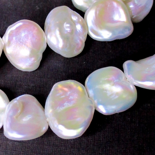 Fresh Water Petal Pearl, 6 pearls, 10-13mm, Lustrous Genuine Keshi Reborn Petal Pearls, Beautiful Rainbow iridescent, P-0036