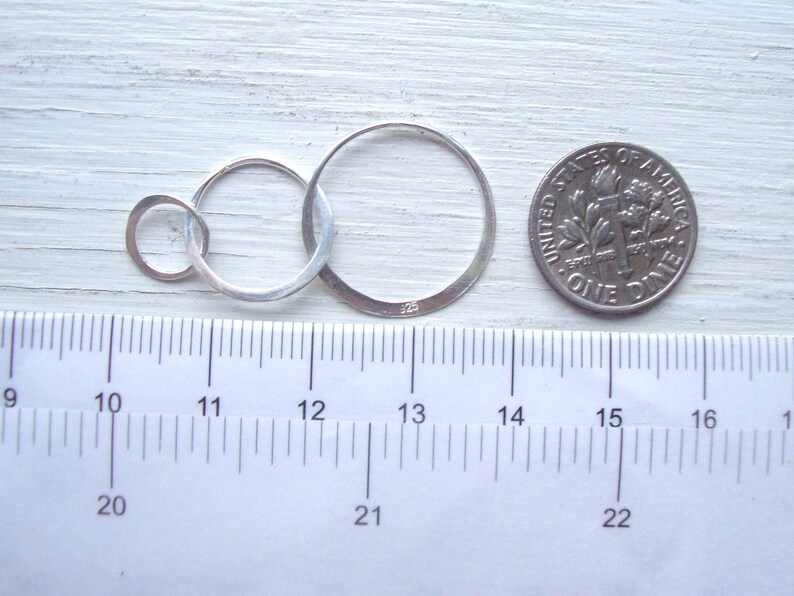 Past Present Future Half Hammered Triple circles Link Infinity L3720 925 Sterling Silver 3 Eternal Circles Bulk 6 pcs 37x20mm