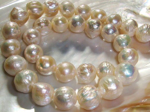 8 Kasumi-like Baroque Pearls, Iridescent White, 12.5-13mm - Etsy