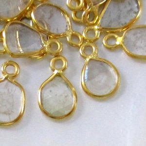 Raw Diamond Slice Rose Cut 18K Solid Yellow Gold Bezel Rim Tiny Charm Pendant Finding, Latest Designer Top Trend, April Birthstone, CC-0408