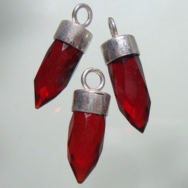 Crimson Red Garnet Quartz spike Pendant, Bullet Point Sterling Silver Capped Pendant, 18-20x5.5mm, GS-0199