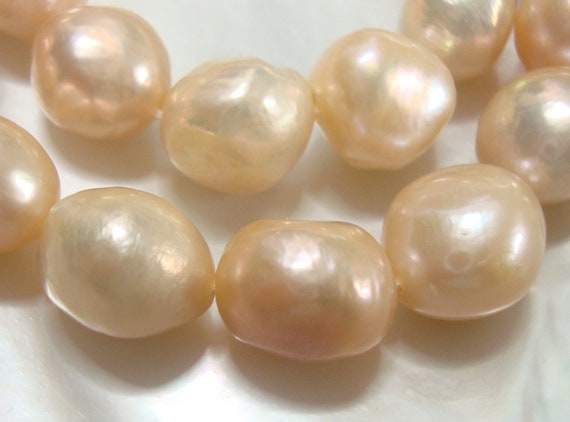 Peach Chandelier Earrings with Dyed Cultured Freshwater Pearls and Shell Dangles Sterling Silver Peach Chandelier Earrings with Dyed Cultured Freshwater Pearls and Shell Dangles Sterling Silver