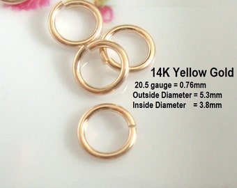 1 pc, 5.3mm, 20.5ga gauge, 14K Solid Yellow Gold Click and Lock Jump Rings, Open locking Jumprings, strong jump ring, CC-0338