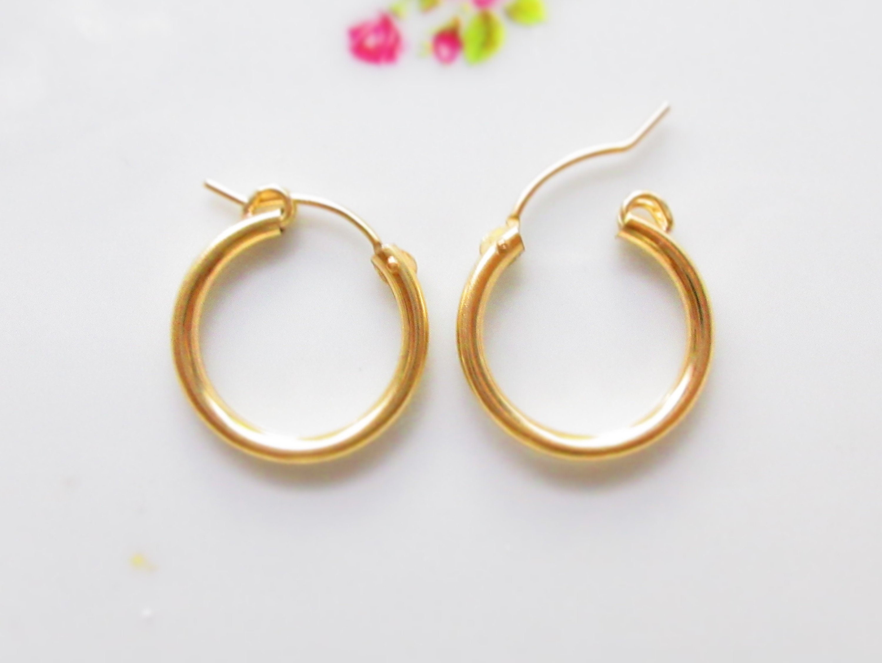 国内発送 1/20 Mm, 2.3x22 Earrings, Hoop Gold Gold Filled Gold 14k アクセサリー