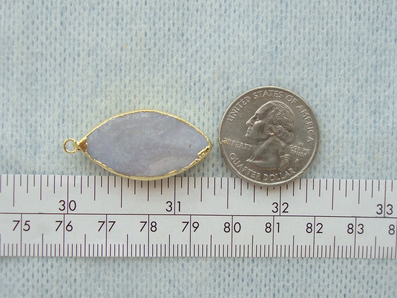 Natural Off White Agate Druzy Drusy 24K Gold Electroplated Pendant Pair Marquise Beautifu Leaf 17e sale Reduced from 39.10