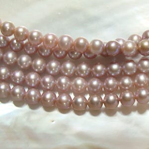 12 pearls, Round Freshwater Pearl, True color, Metallic luster Mauve Pink Fresh Water Pearl, MP78 image 5