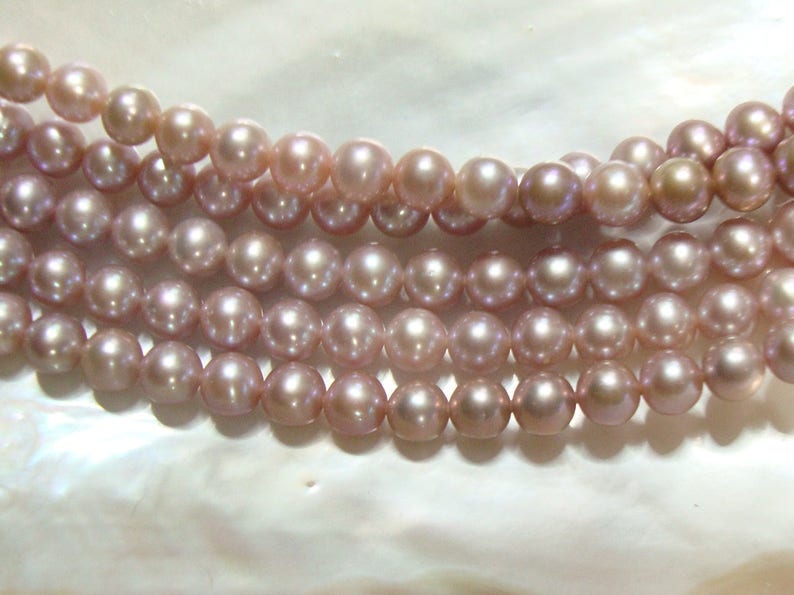 12 pearls, Round Freshwater Pearl, True color, Metallic luster Mauve Pink Fresh Water Pearl, MP78 image 5