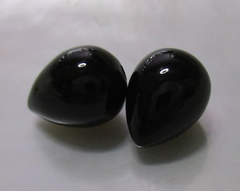 AA+ Black Onyx Upside Down Acorn Chubby Teardrops Inverted Briolettes, Half Drilled, 8x10mm, GS-0502