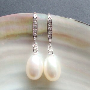 3 pairs, 17x10mm, 925 Sterling Silver French Ear wire with CZ, Rhodium plated, Earring Findings, EW-0033 image 5