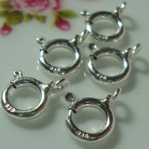 10 pcs, 5mm, 925 Sterling Silver Spring Open Ring Clasp