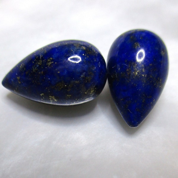 one pair, 8x13mm, Royal Blue Lapis Lazuli Upside Down Inverted Half Drilled Smooth Teardrop Briolette, GS-0507