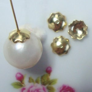 10 pcs, 5x2.5 mm, 18K gold plate Sterling Silver simple flower bead cap, BC-0010