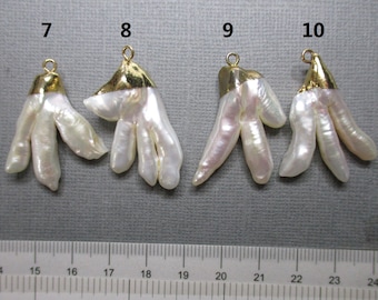 Biwa Keshi Stick Pearl Pendants, Pearl Iridescent Fresh Water Pearl, Freshwater Pearl Multi Bar Pendant Charm, P-0293