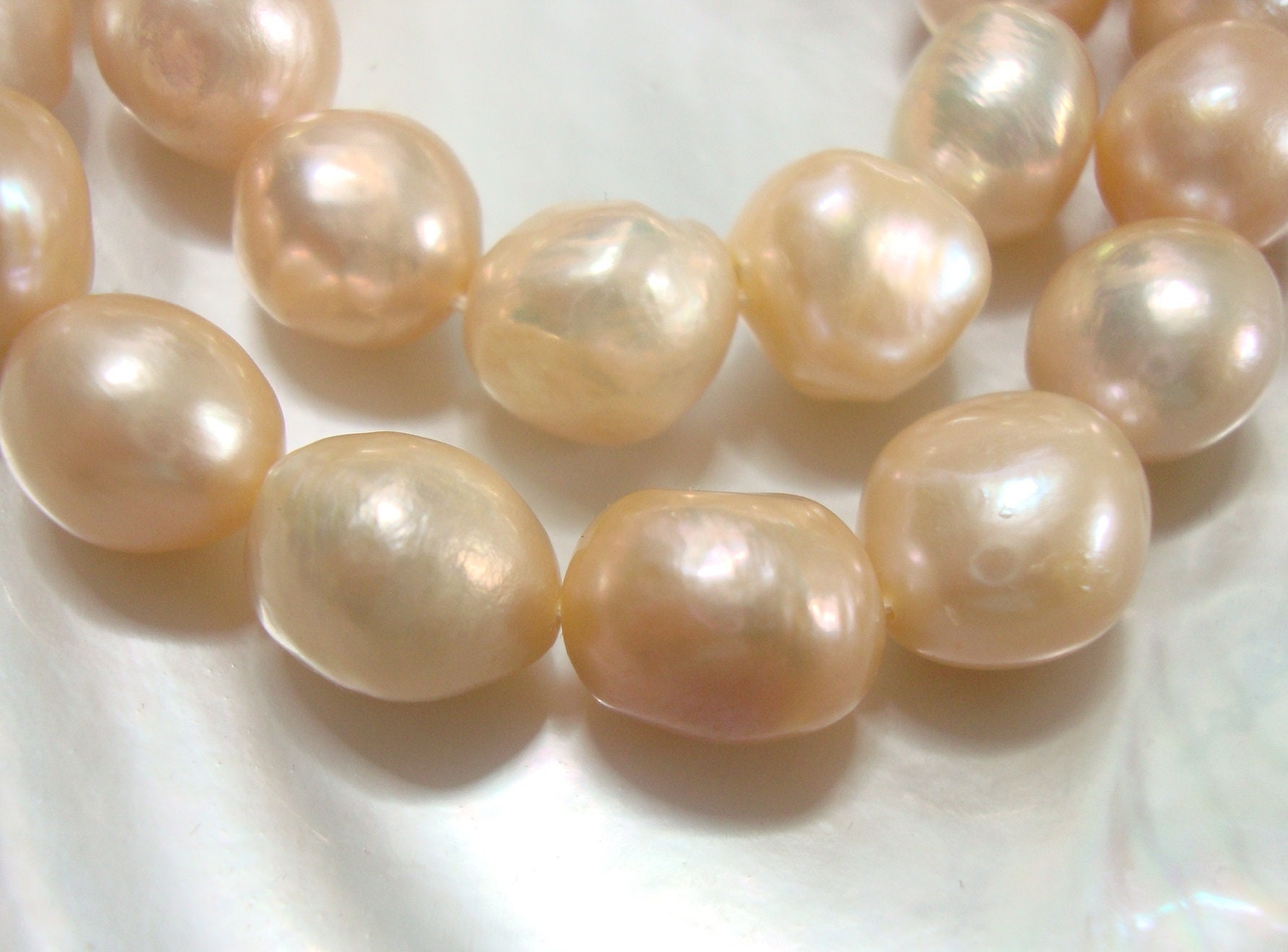 Very Pretty Ivory Button Freshwater Pearls - A Grain of Sand