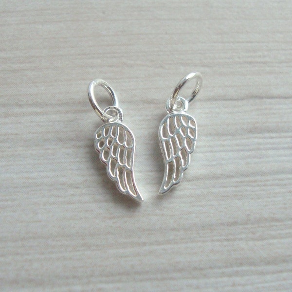 4pcs Sterling Silver Tiny Small Open Work Angel Wing, PC-0359