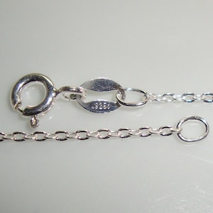 925 Sterling Silver Flat Cable Chain with Spring Clasp, 16in, 40cm, 1.2x1.65mm - BULK DISCOUNT