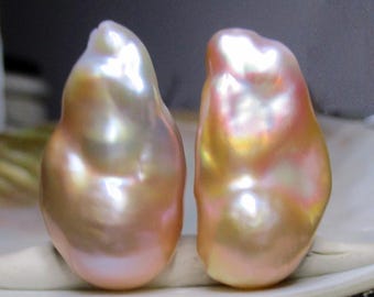 AAAAA Metallic Mauve Pink Freshwater Pearl, Outrageous Flameball Fireball Pearl, Nucleated Bead Baroque Pearls, Top Drilled, P-0350-12