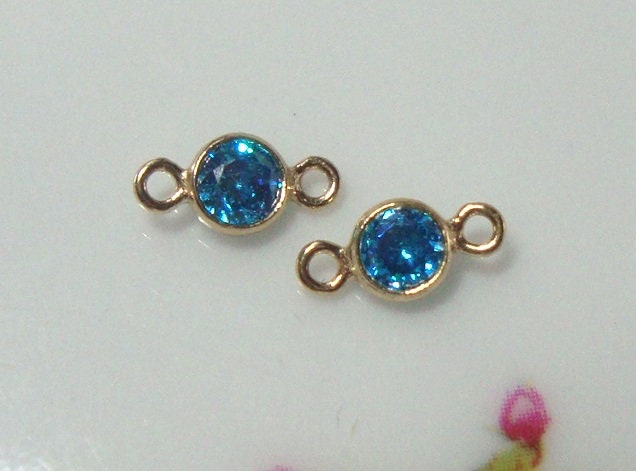 2 Pcs, 3mm, 14K Gold Filled Kyanite Caribbean Blue AAA CZ 2 Pcs, 3mm, 14K Gold Filled Kyanite Caribbean Blue AAA CZ
