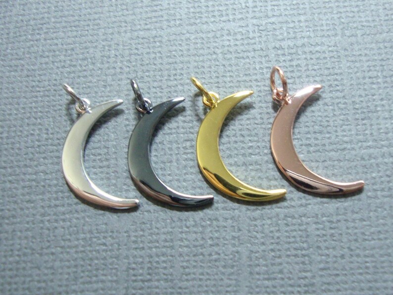 1 pc, Crescent Moon Pendant, Half Moon Pendant, Beautiful Quality Handmade, High Polished Pendant Finding, PC-0016 photo