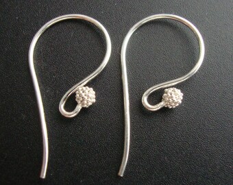 1 pair, Bali Artisans Bright Sterling Silver Fancy French Earwire with cluster beads, EW-0010