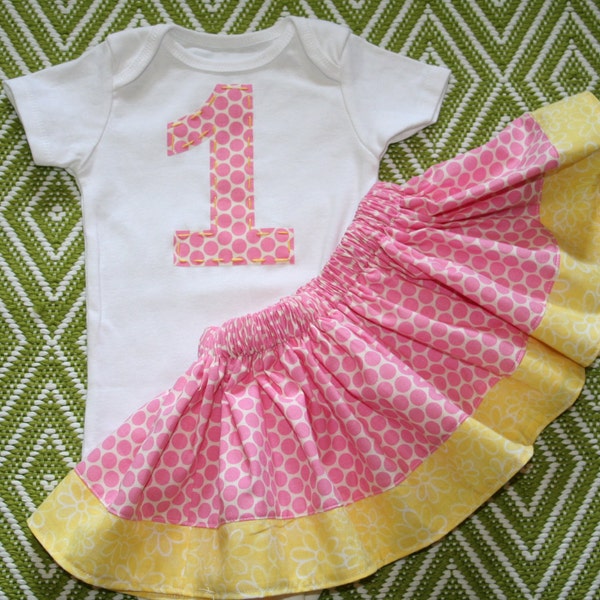 Girls First Birthday Outfit, Create Your Own, Pick a color scheme or fabric, CUSTOM OUTFIT, Birthday shirt and twirl skirt