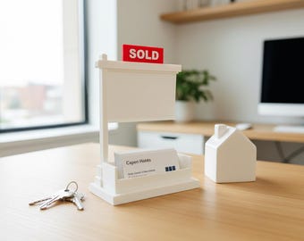 3D Printed Realtor Business Card Holder – Real Estate Sign Desk Display