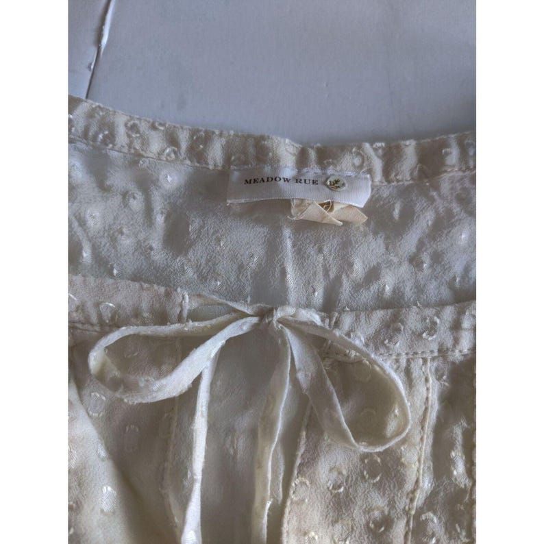Blusa tipo túnica de encaje de malla blanca roto Meadow Rue de Anthropologie, talla pequeña imagen 3