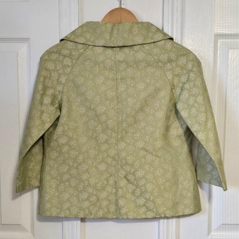 Anthropologie Elevenses Semi-Cropped Jacket Brocade One Button 3/4 Sleeve Size 4 image 2