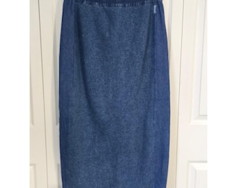 Blue Willis Denmark Indigo Cotton Knit Maxi Skirt Blue XXL Mixed Media Long