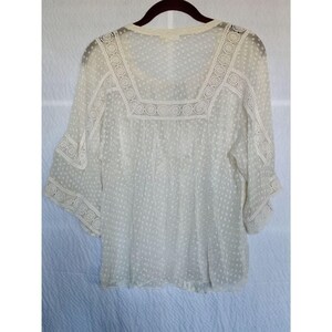 Blusa tipo túnica de encaje de malla blanca roto Meadow Rue de Anthropologie, talla pequeña imagen 2