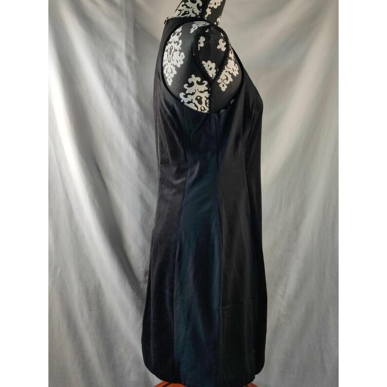 Anthropologie Sugar + Lips Zipper Sleeveless Fitted Sheath Dress Black SZ Large afbeelding 2