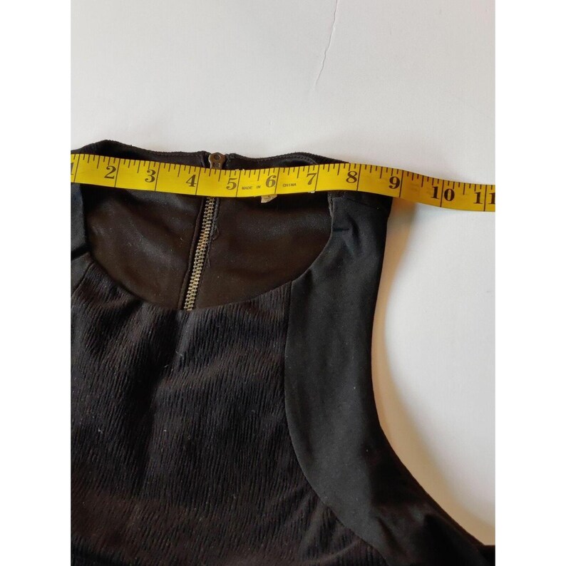 Anthropologie Sugar + Lips Zipper Sleeveless Fitted Sheath Dress Black SZ Large afbeelding 6