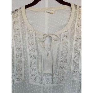 Blusa tipo túnica de encaje de malla blanca roto Meadow Rue de Anthropologie, talla pequeña imagen 1