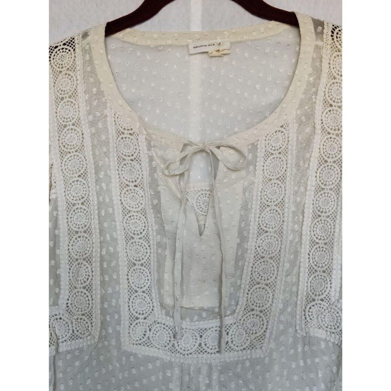 Blusa tipo túnica de encaje de malla blanca roto Meadow Rue de Anthropologie, talla pequeña imagen 1