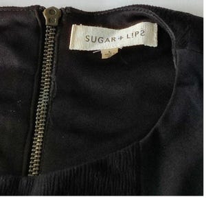 Anthropologie Sugar + Lips Zipper Sleeveless Fitted Sheath Dress Black SZ Large afbeelding 5