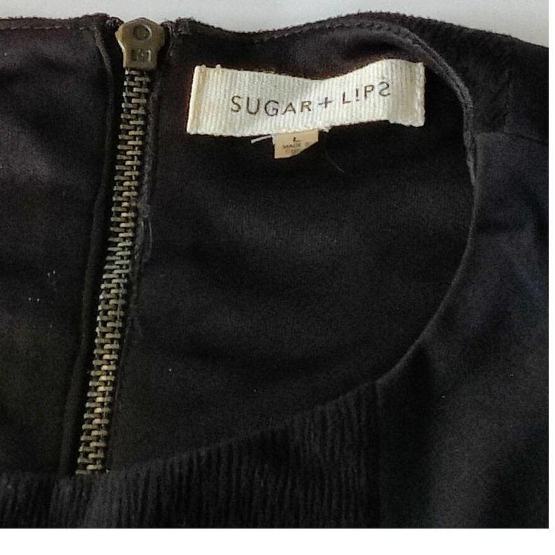 Anthropologie Sugar + Lips Zipper Sleeveless Fitted Sheath Dress Black SZ Large afbeelding 5