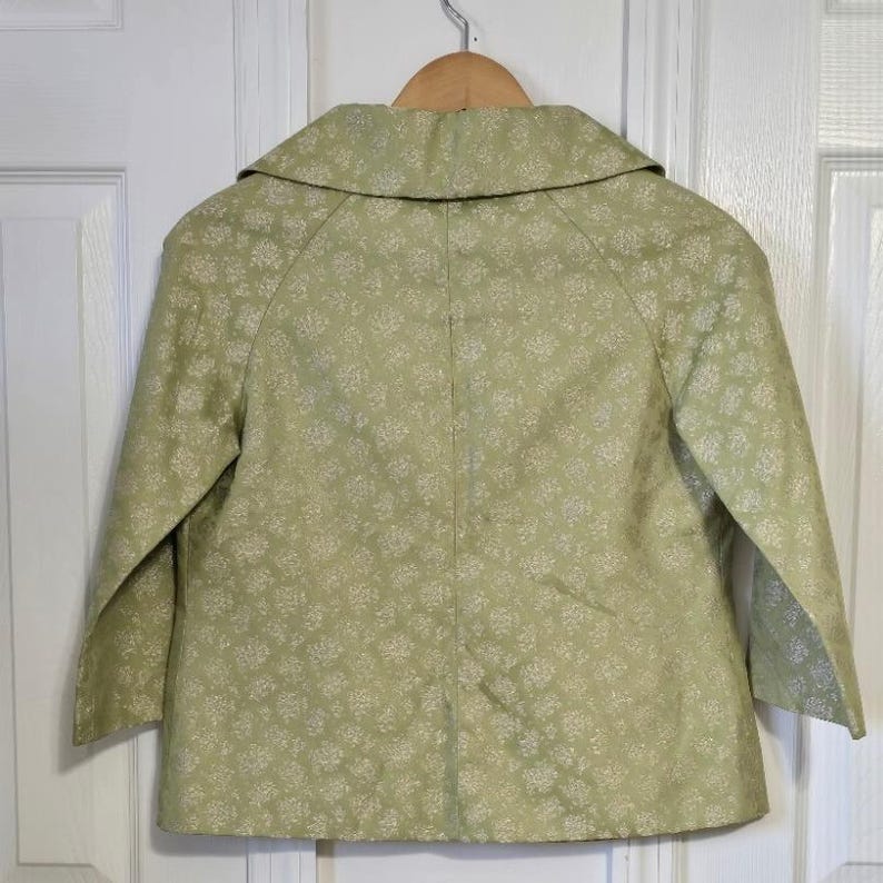 Anthropologie Elevenses Semi-Cropped Jacket Brocade One Button 3/4 Sleeve Size 4 image 9