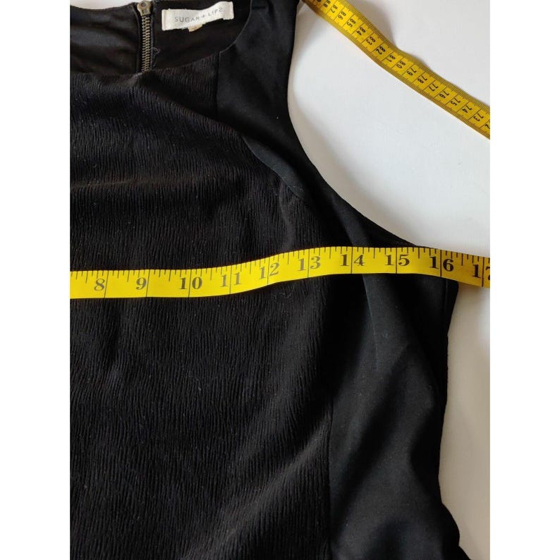 Anthropologie Sugar + Lips Zipper Sleeveless Fitted Sheath Dress Black SZ Large afbeelding 7