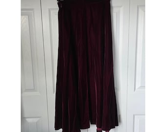 Talbots Vintage Burgundy Velvet Maxi Skirt Made in USA Wine Red Size 8 Formal