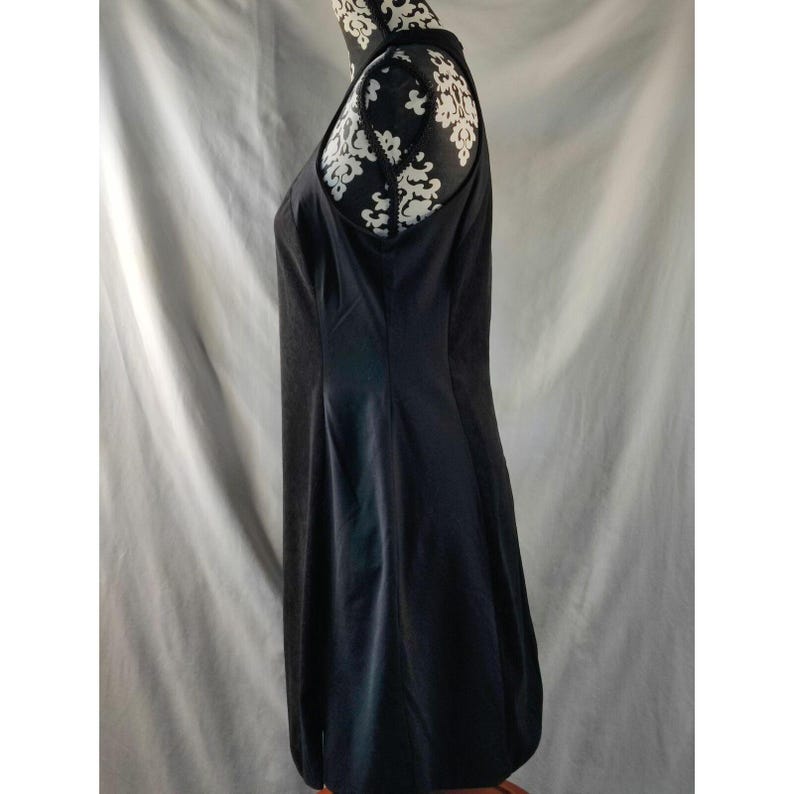 Anthropologie Sugar + Lips Zipper Sleeveless Fitted Sheath Dress Black SZ Large afbeelding 4