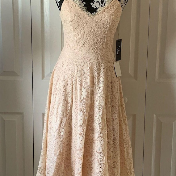 Lulus Women's XS Blush Pink Lace Midi Skater Dress Party Cocktail - Etsy