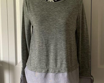 Ann Taylor Loft Women's Gray Long Sleeve Layered Blouse Size S