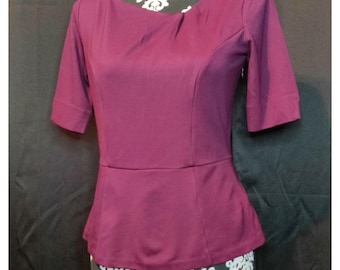 White House Black Market Womens Scoop Neck Short Sleeve Top Blouse Plum Size 4