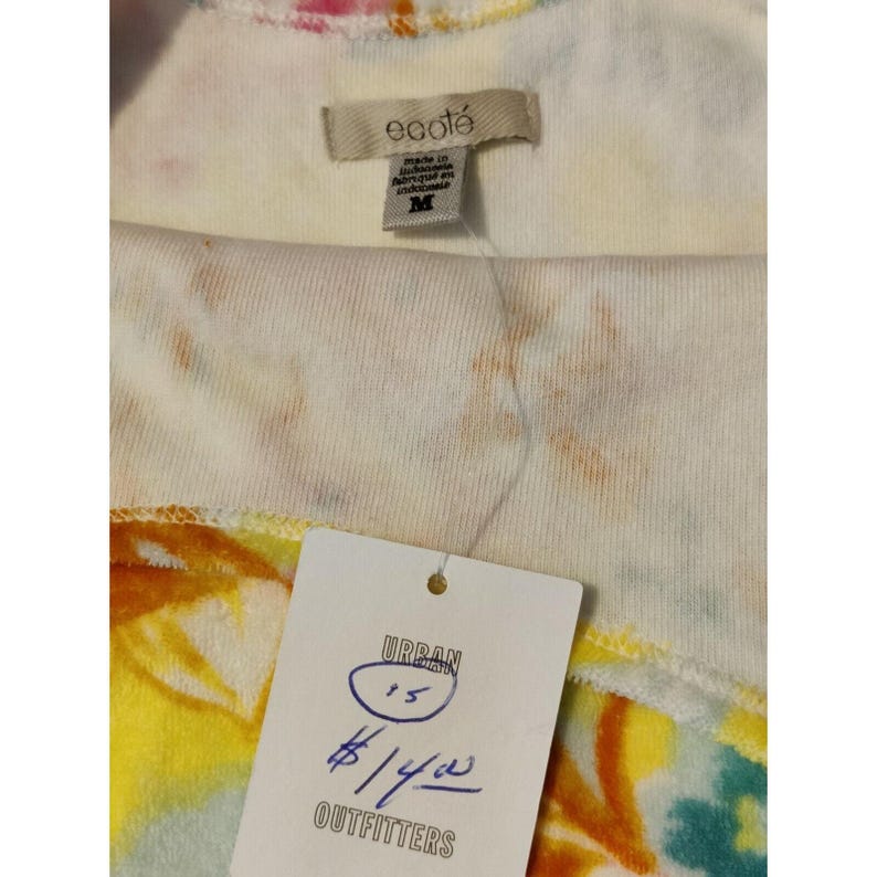 Vestido mini de tela de rizo con estampado floral de Ecote Urban Outfitters, amarillo, rosa y azul, talla M imagen 6